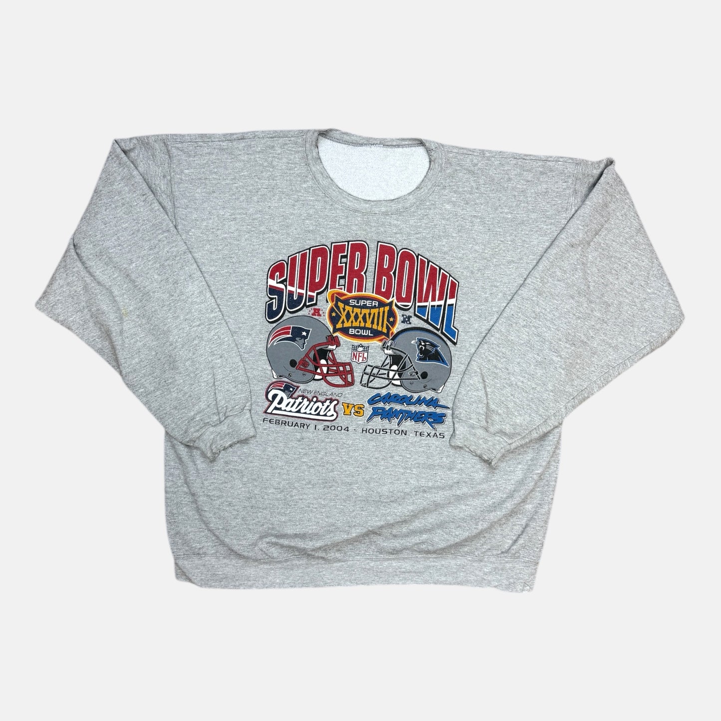 New England Patriots vs Carolina Panthers - Super Bowl XXXVIII 2004 - Größe XL - NFL Sweatshirt